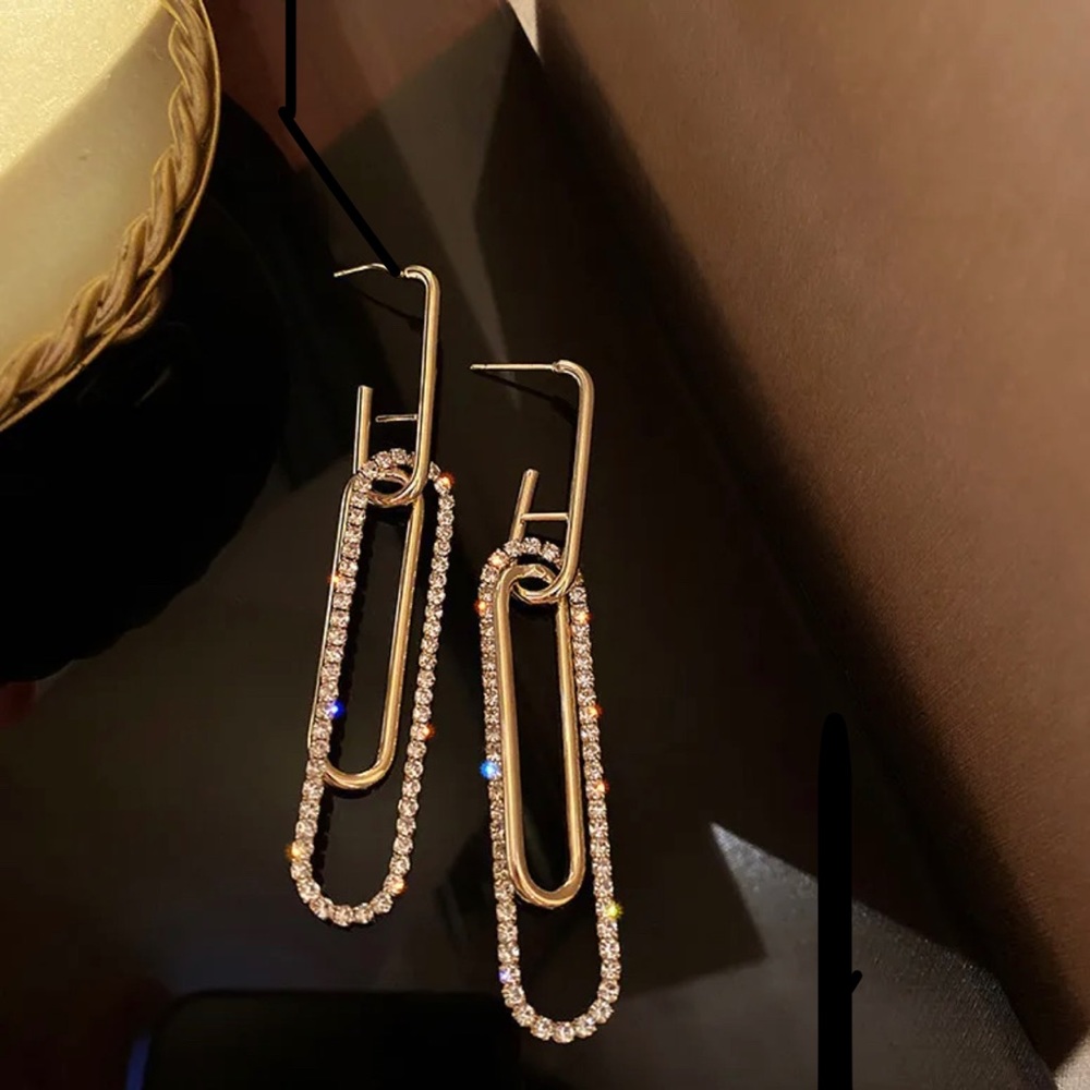 Long Rectangle Crystal Drop Earrings for Women Bijoux Geometric